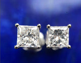 Princess Cut 2 x 0.70ct Natural Diamonds Studs.