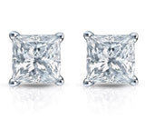 Princess Cut 2 x 1ct Natural Diamonds Studs.