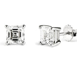 Asscher Stud Earrings 18k White Gold 0.98